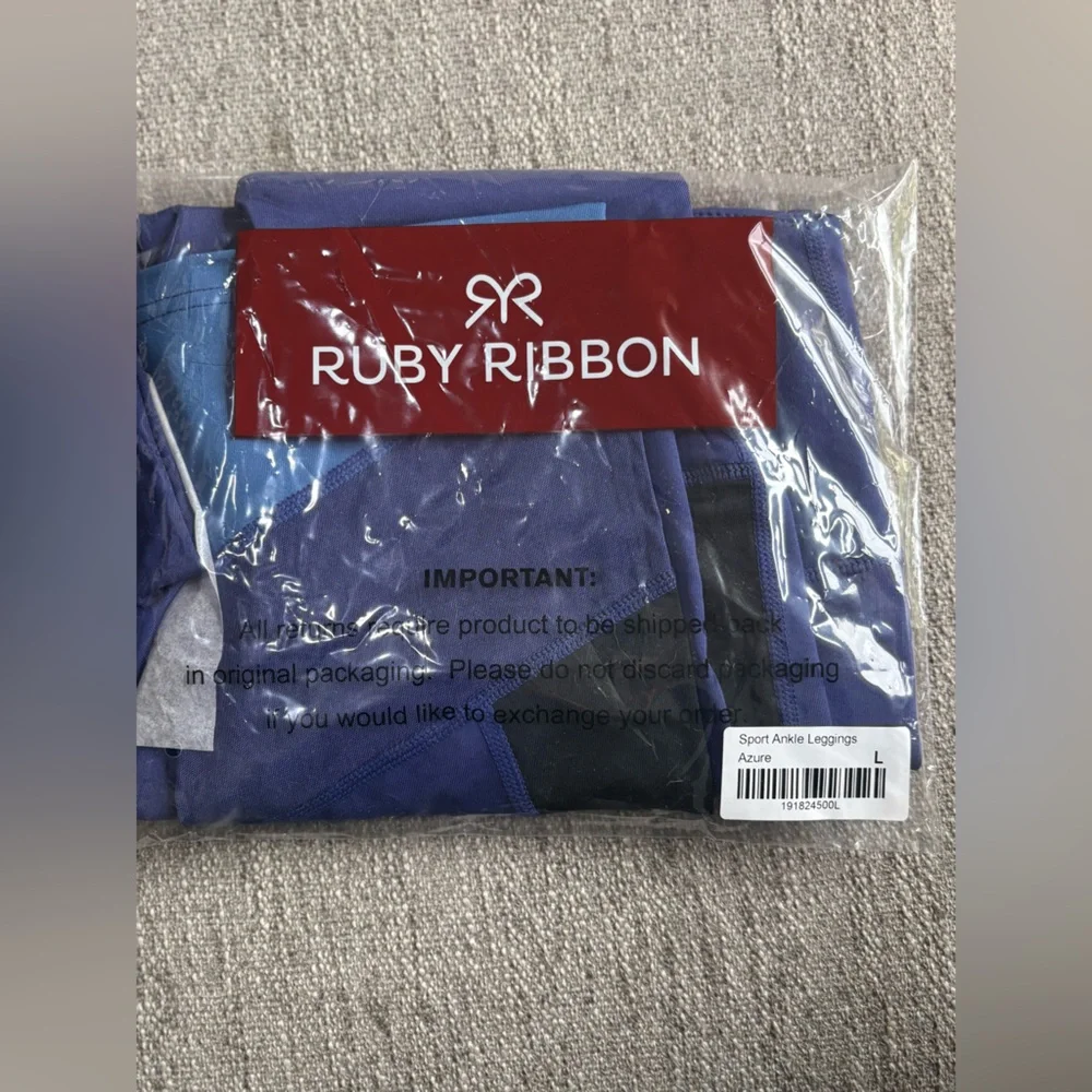 Ruby Ribbon Sport Ankle Leggings in Azure NWT Size L - Picture 4 of 5